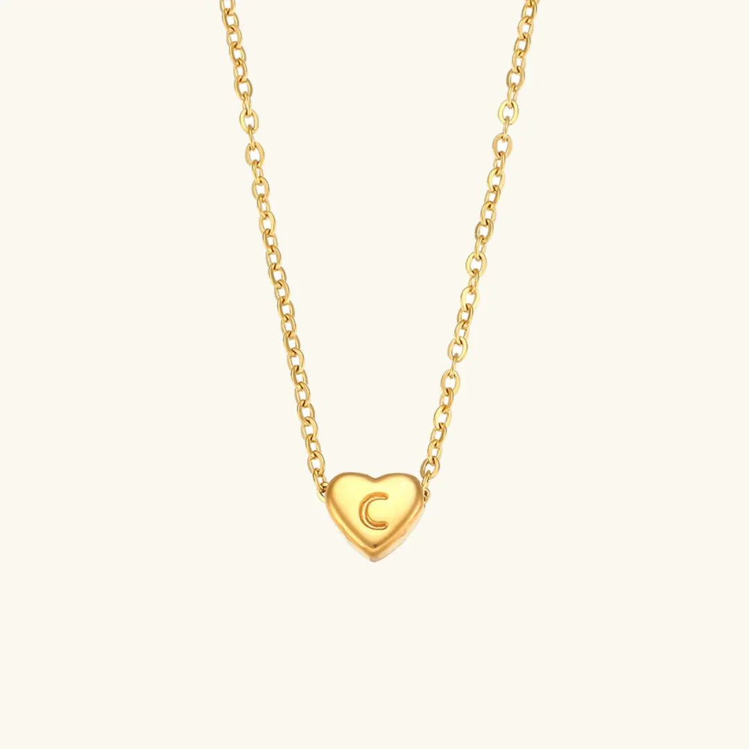Gold Initial Heart Necklace