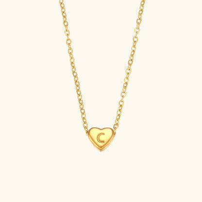 Gold Initial Heart Necklace