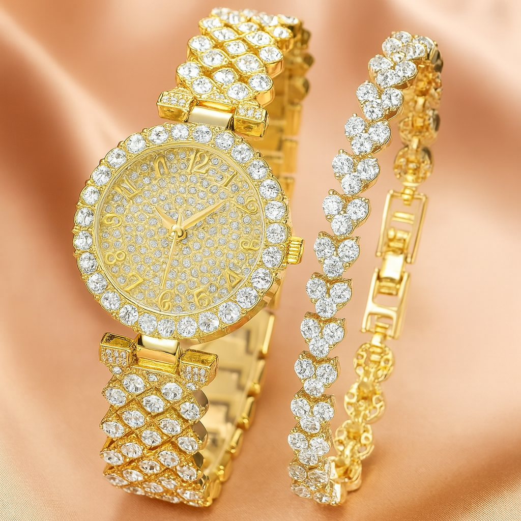 Luxe Glow Watch & Bracelet Set | Gold