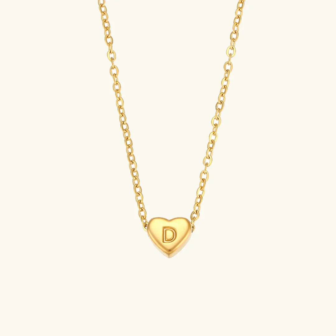 Gold Initial Heart Necklace
