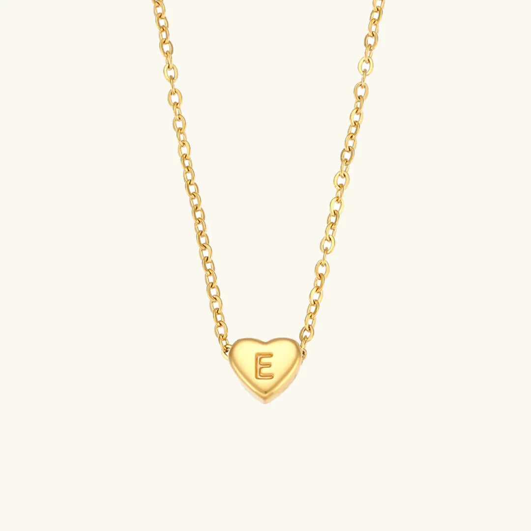 Gold Initial Heart Necklace