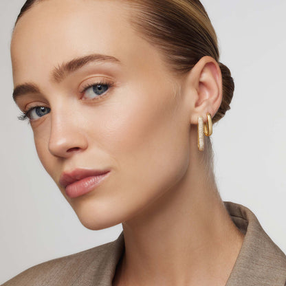 Large Diamond Icon Hoop Earrings | Gold