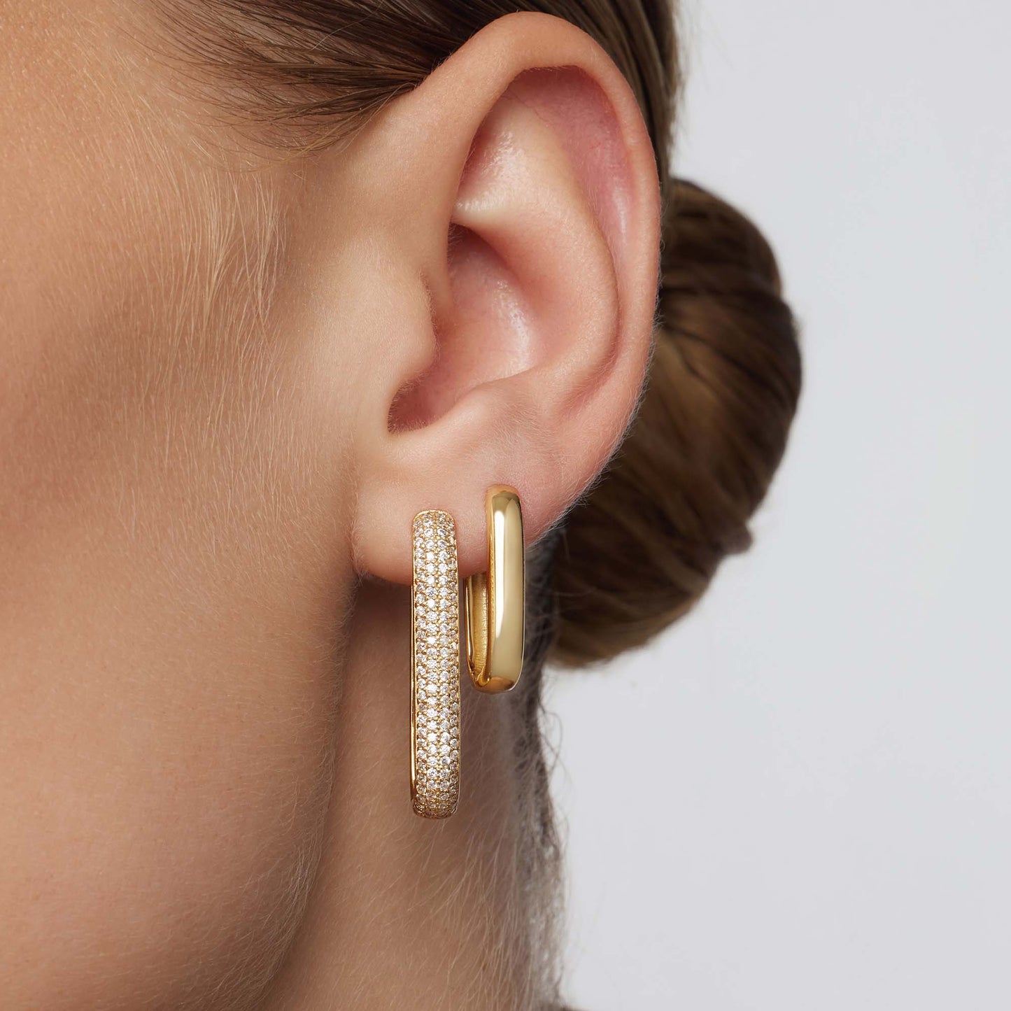 Large Diamond Icon Hoop Earrings | Gold