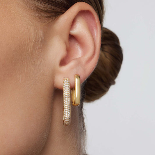 Large Diamond Icon Hoop Earrings | Gold