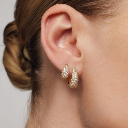 Diamond Pavé Huggie Earrings | Gold
