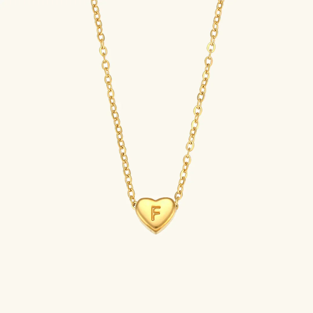 Gold Initial Heart Necklace