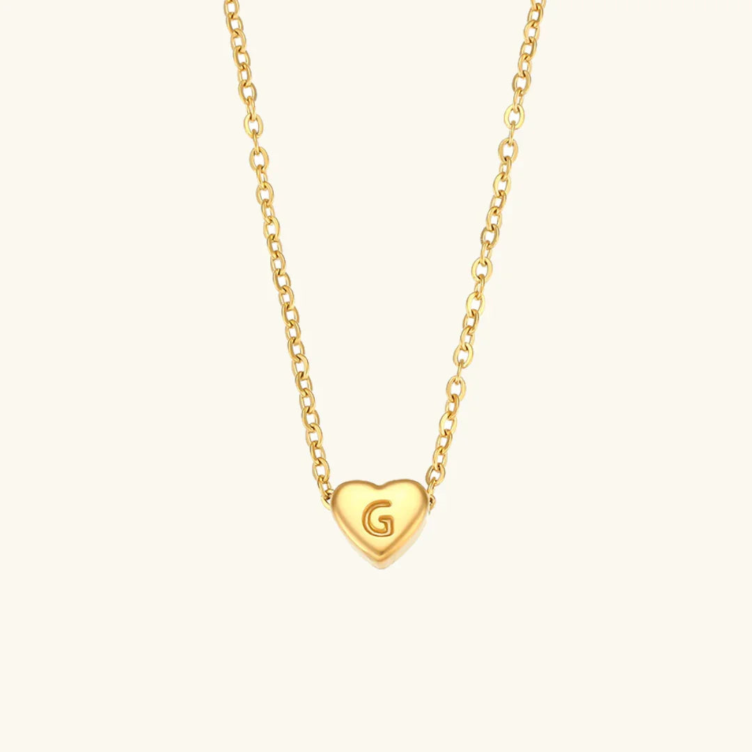 Gold Initial Heart Necklace