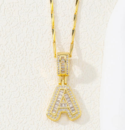 Gold Pavé Initial Necklace Set