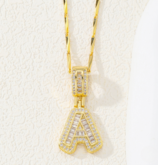 Gold Pavé Initial Necklace Set