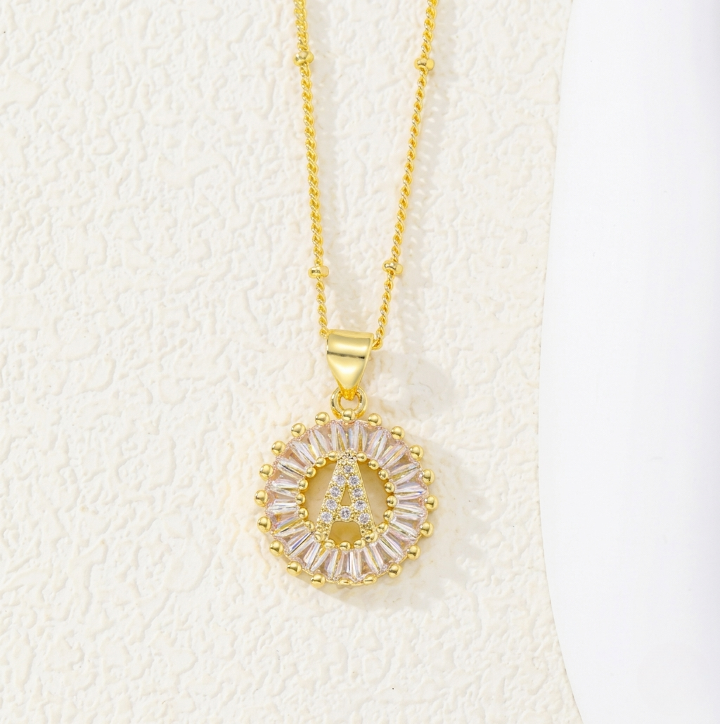 Gold Pavé Initial Necklace Set