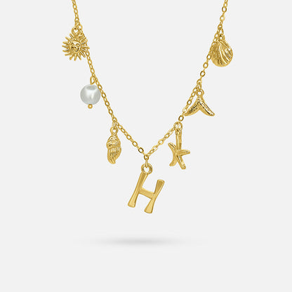 Gold Ocean Letter Necklace