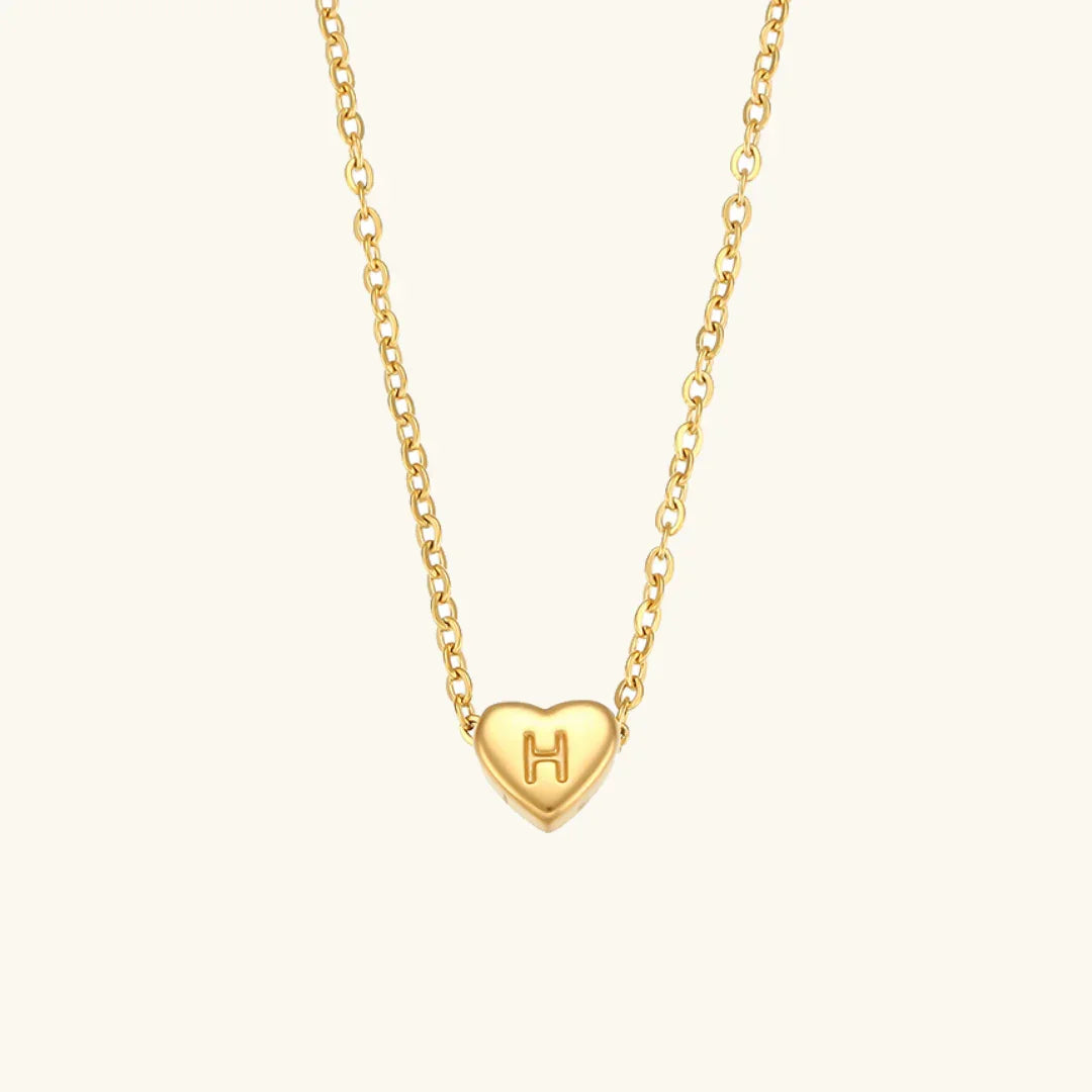 Gold Initial Heart Necklace