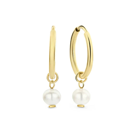 Suspended Pearl Earrings | Gold