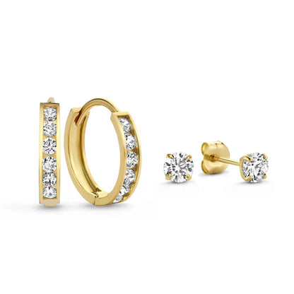 Light Blue Stone Earrings Set | Gold