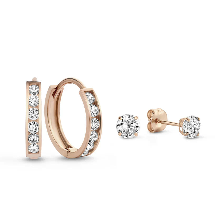 Light Blue Stone Earrings Set | Gold