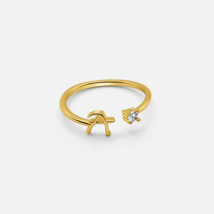 Personalised Gold Letter Ring (Adjustable)