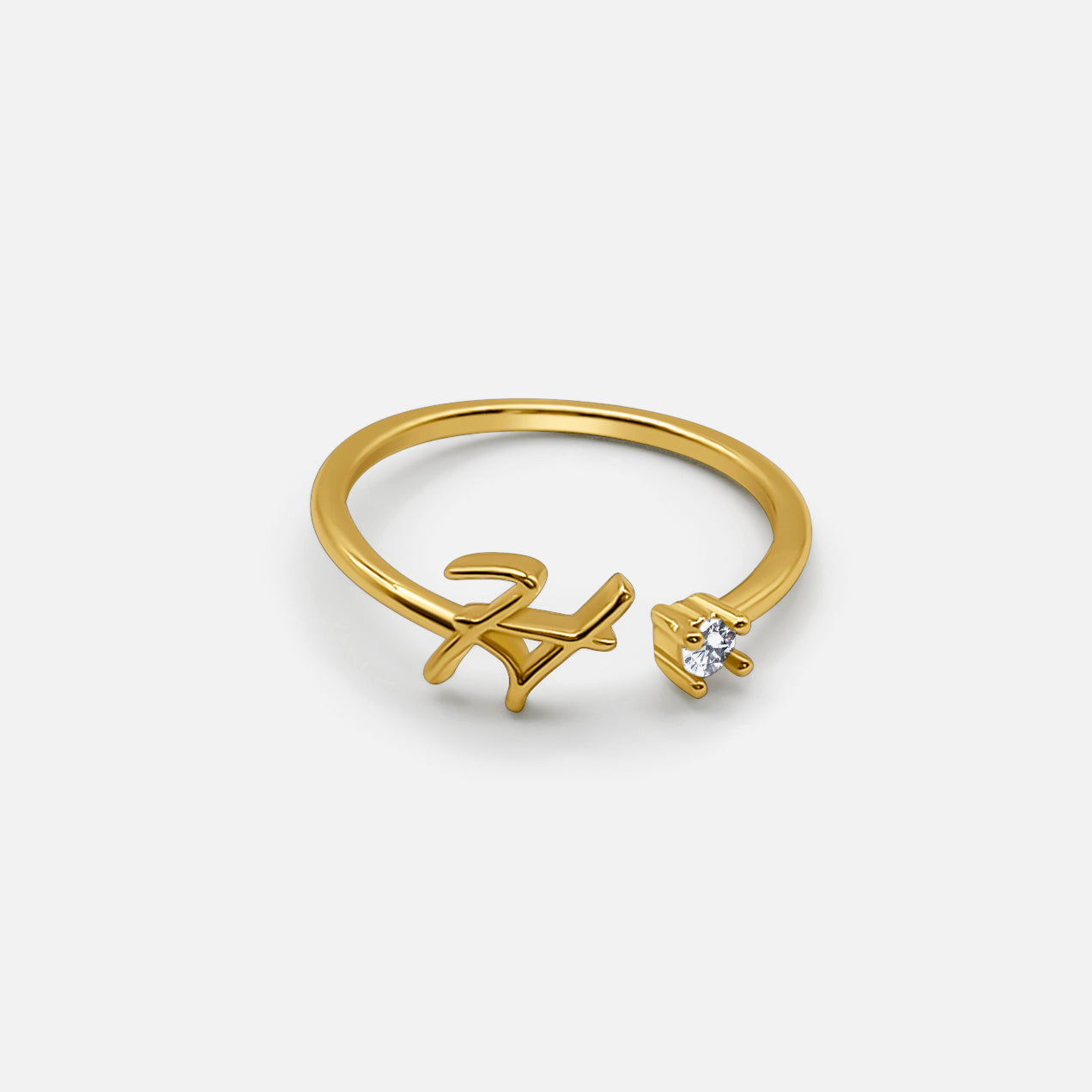 Personalised Gold Letter Ring (Adjustable)