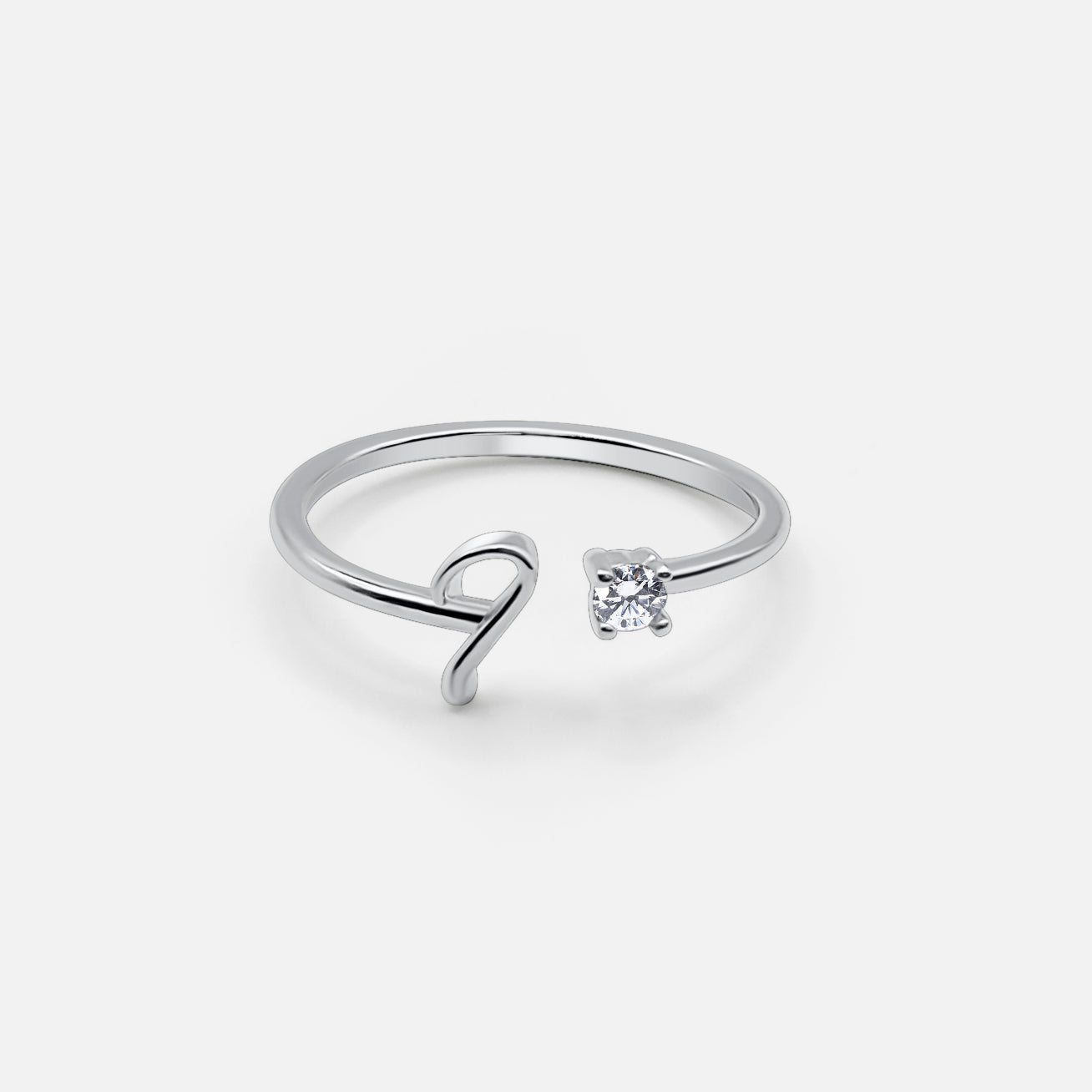 Personalised Silver Initial Ring (Adjustable)