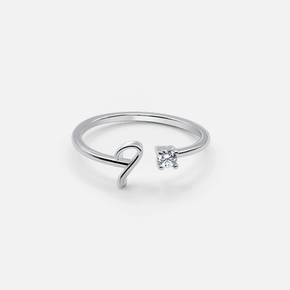Personalised Silver Initial Ring (Adjustable)