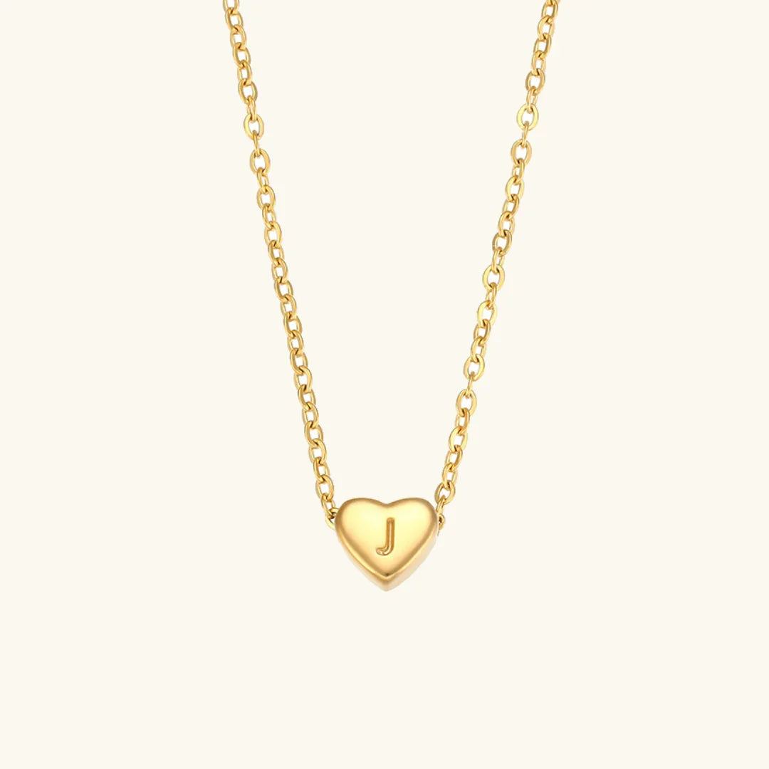 Gold Initial Heart Necklace