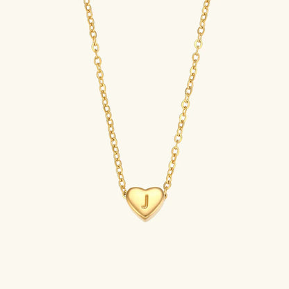 Gold Initial Heart Necklace
