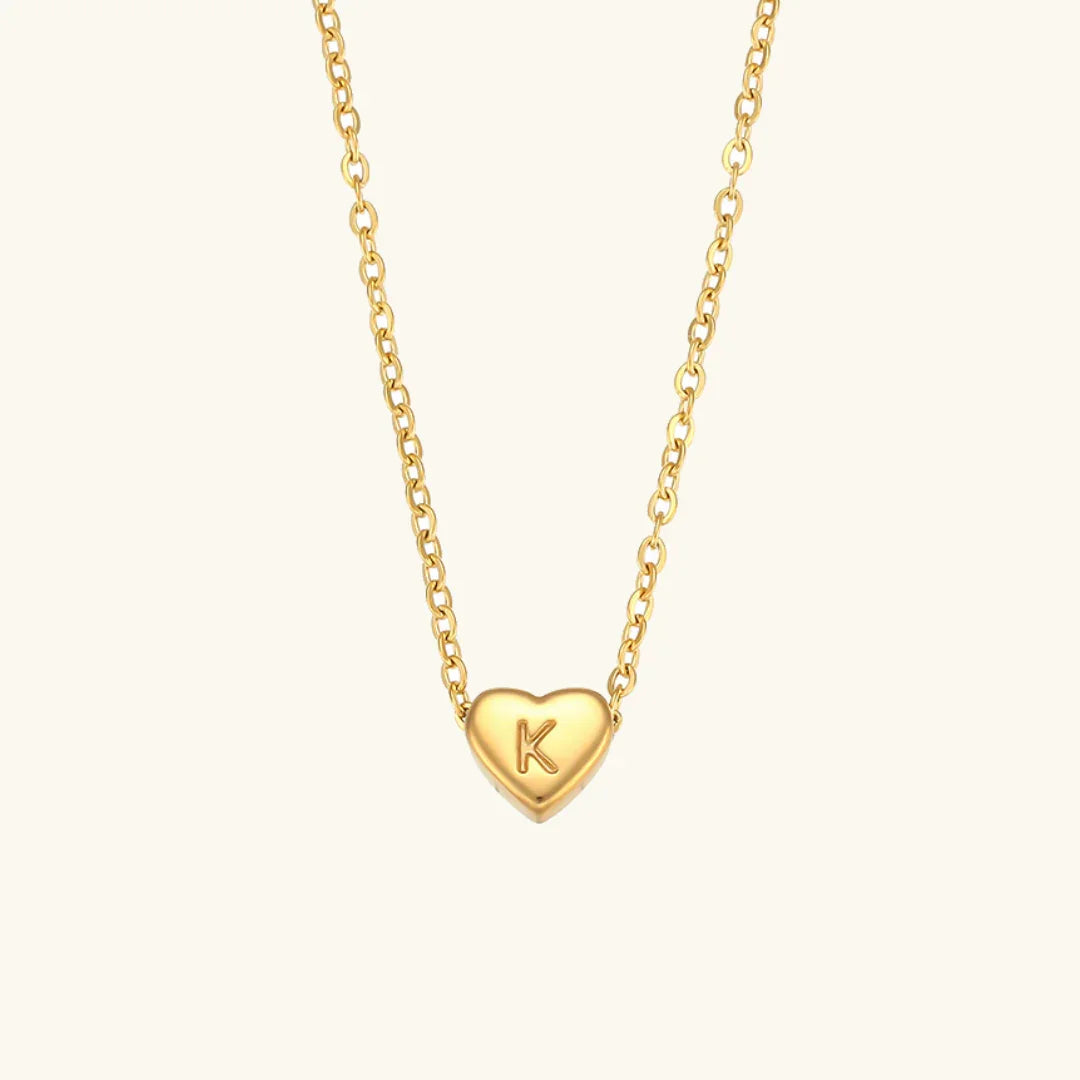 Gold Initial Heart Necklace