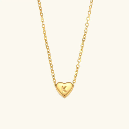 Gold Initial Heart Necklace