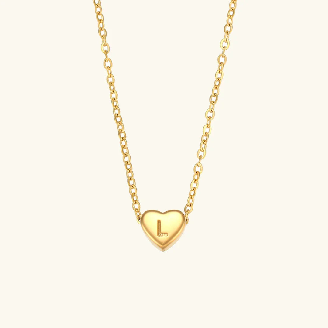 Gold Initial Heart Necklace