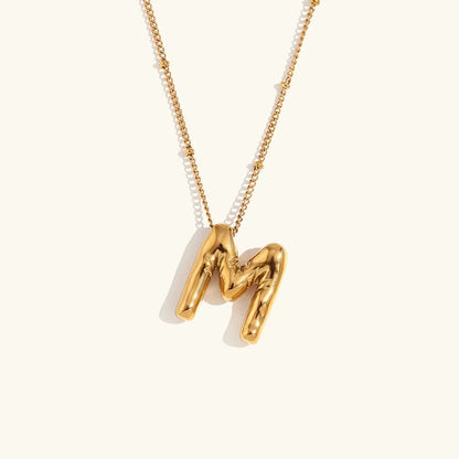Gold Balloon Initial Necklace