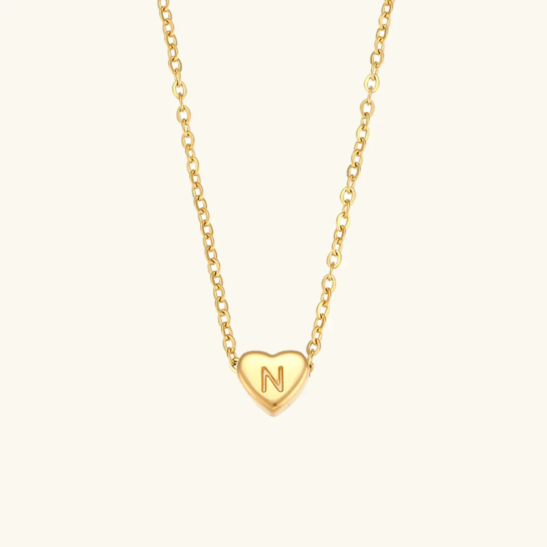 Gold Initial Heart Necklace