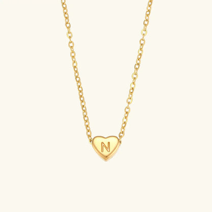 Gold Initial Heart Necklace