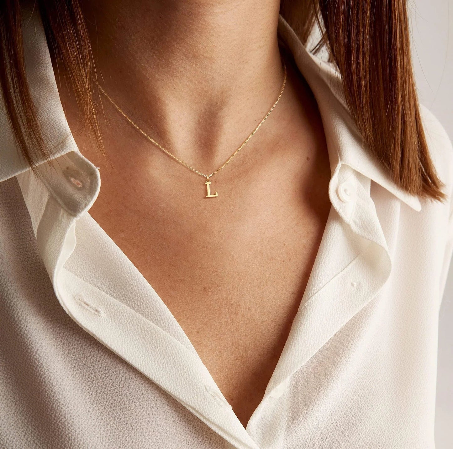 Gold Initial Letter Necklace