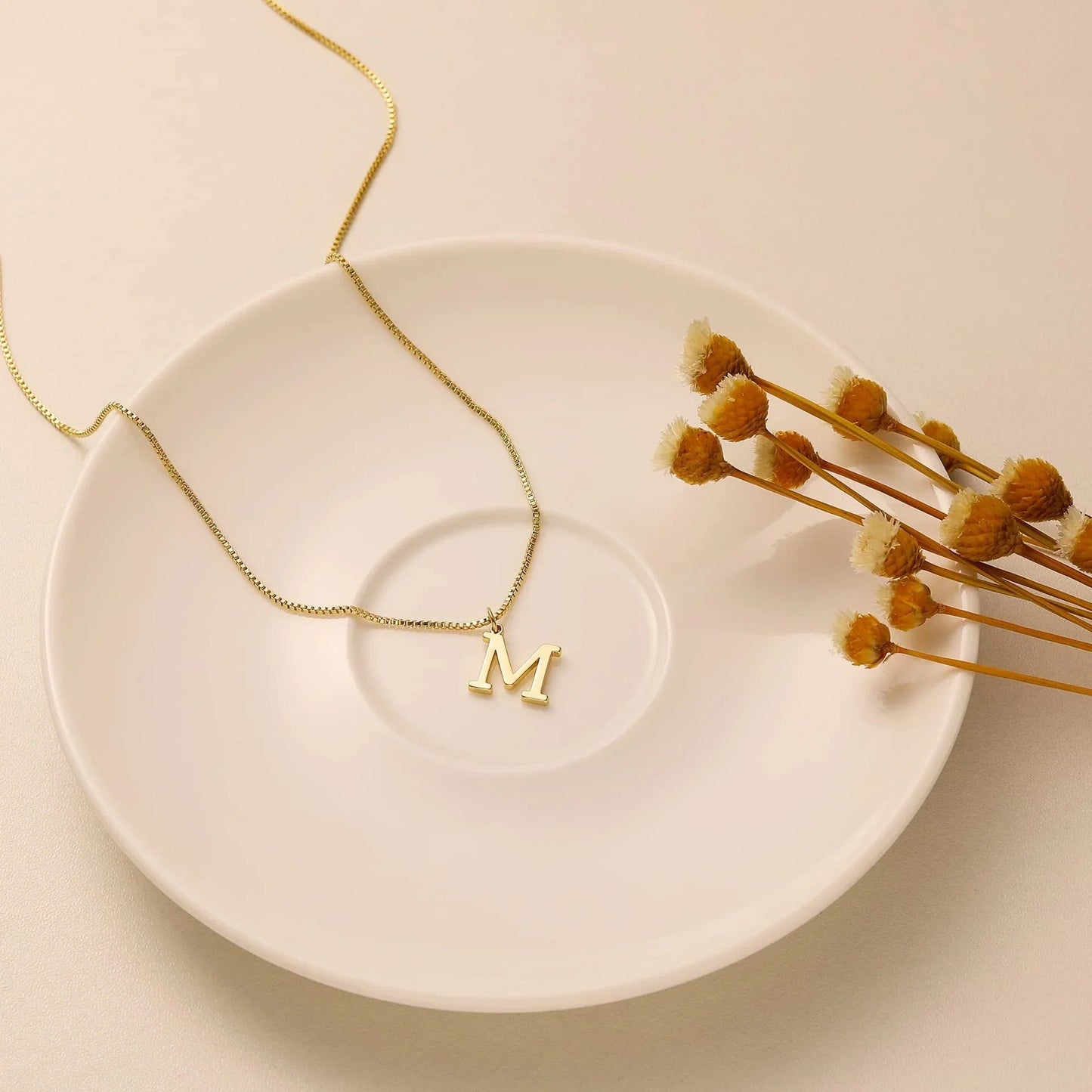 Gold Initial Letter Necklace