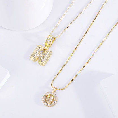 Gold Pavé Initial Necklace Set