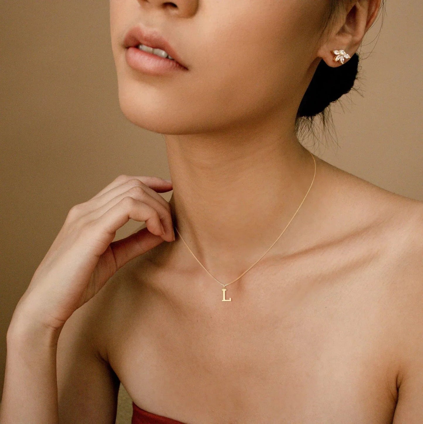 Gold Initial Letter Necklace