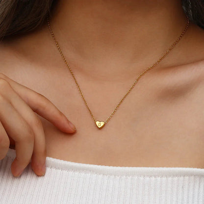 Gold Initial Heart Necklace