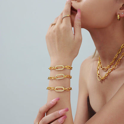 Pavé Link Chain Jewellery Set | Gold