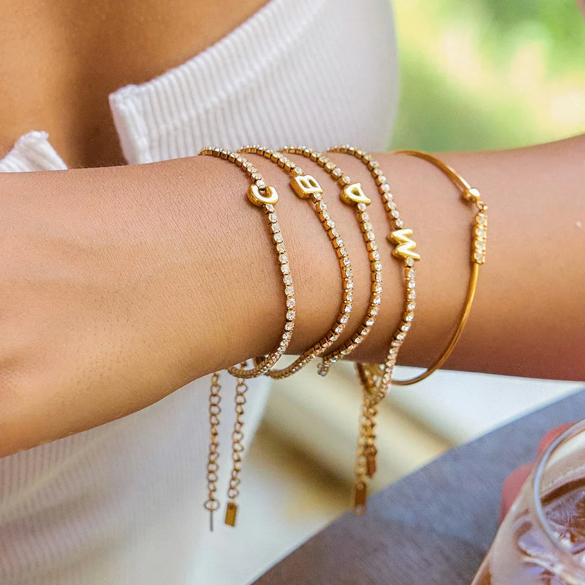 Elegant Gold Bubble Letter Bracelet