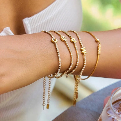 Elegant Gold Bubble Letter Bracelet