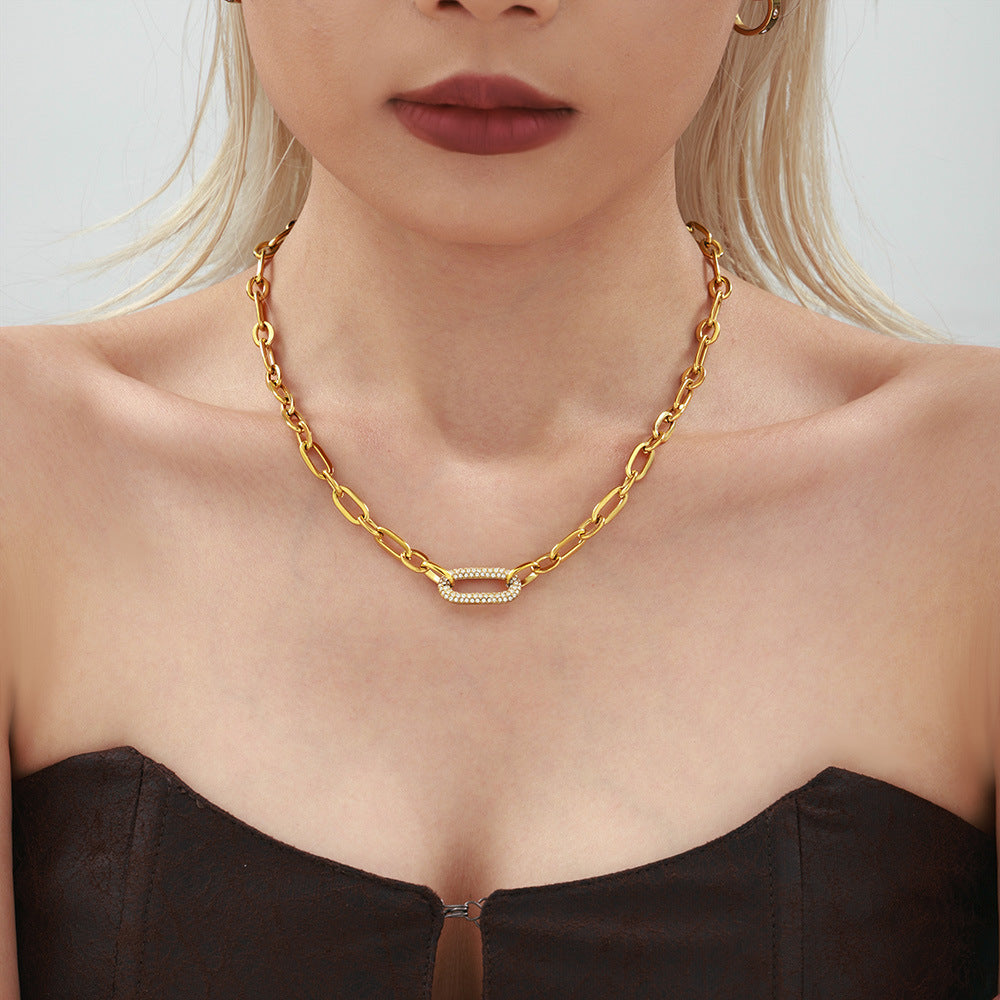 Pavé Link Chain Jewellery Set | Gold
