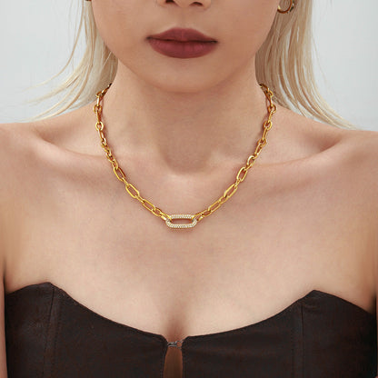 Pavé Link Chain Jewellery Set | Gold