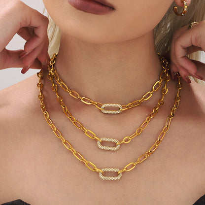 Pavé Link Chain Jewellery Set | Gold