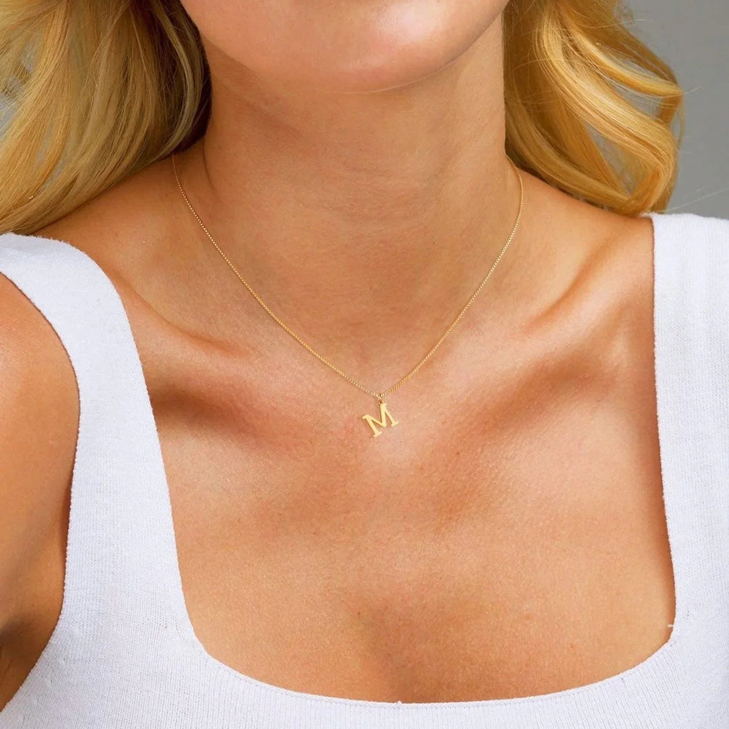Gold Initial Letter Necklace