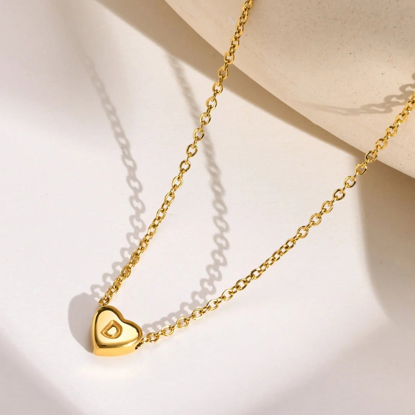 Gold Initial Heart Necklace