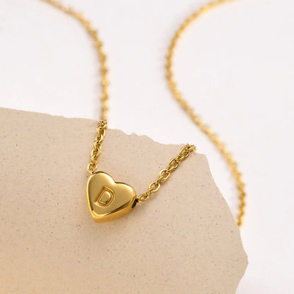 Gold Initial Heart Necklace