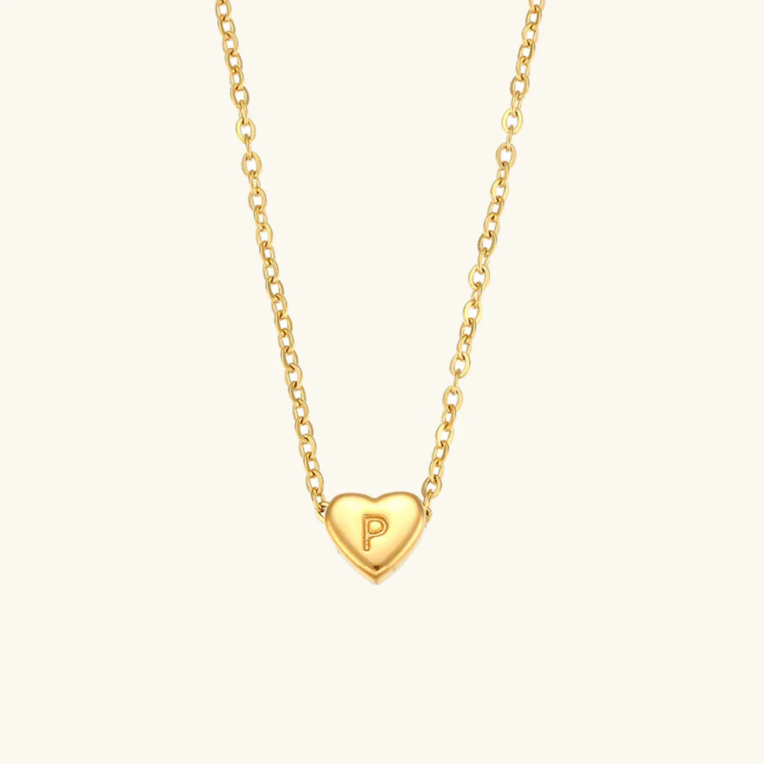 Gold Initial Heart Necklace
