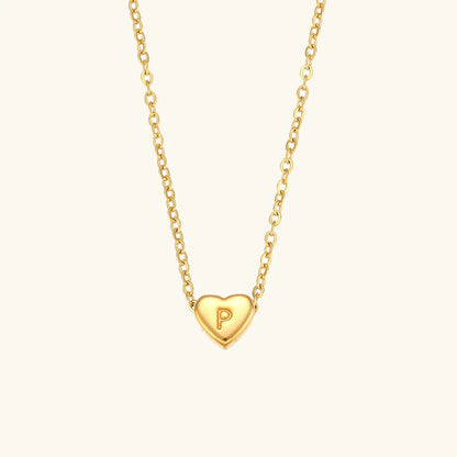 Gold Initial Heart Necklace