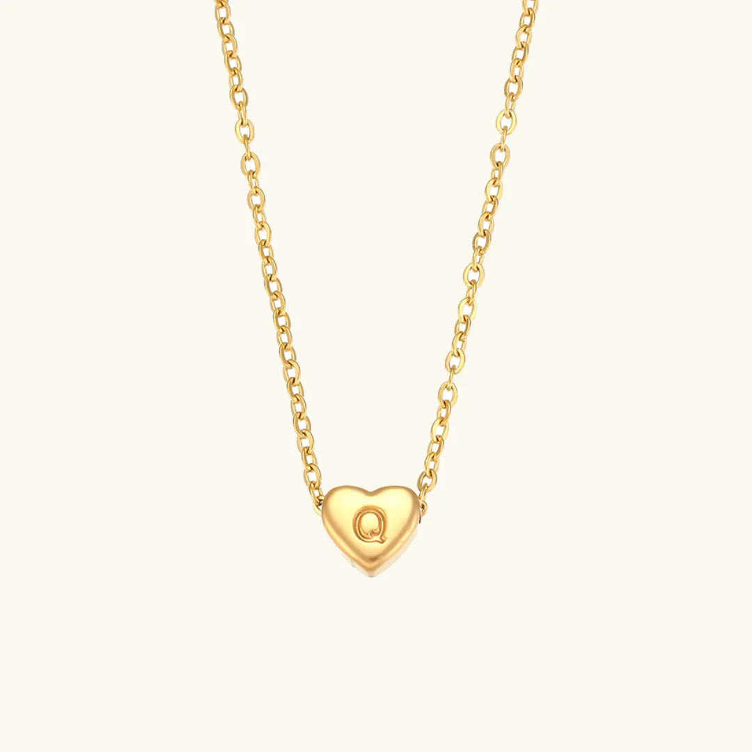 Gold Initial Heart Necklace