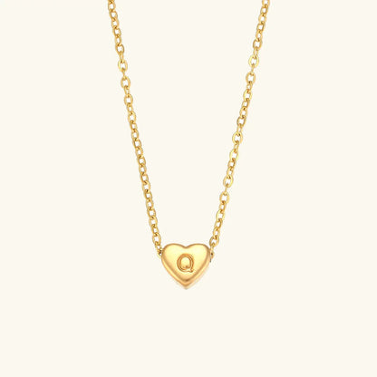 Gold Initial Heart Necklace