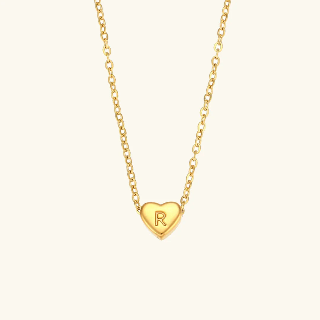 Gold Initial Heart Necklace